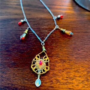 Jewel gem crystal spoon necklace